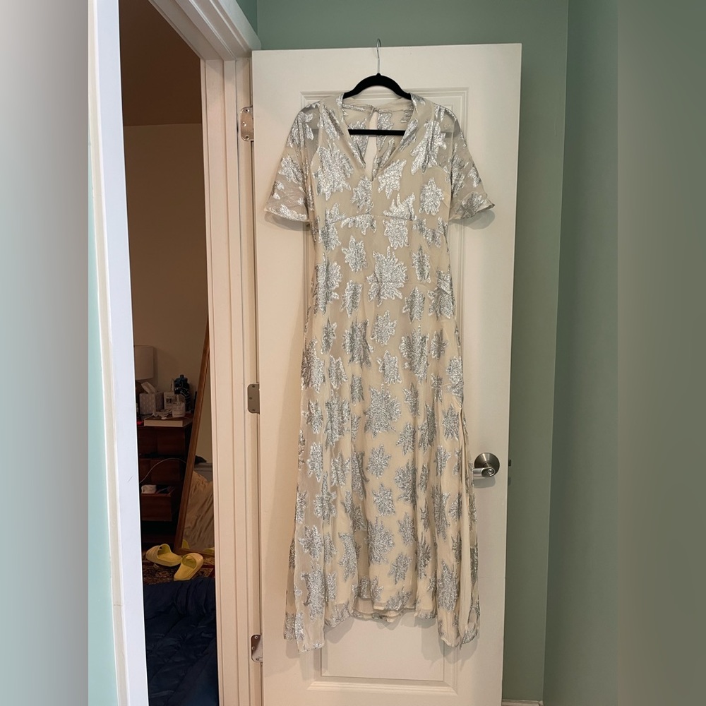 Nasty Gal Petite Angel Sleeve Metallic Maxi Dress Size 12P